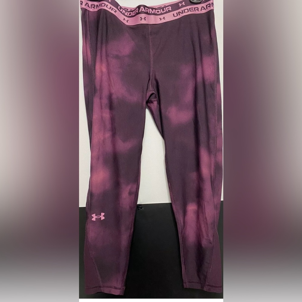 Under Armour Cropped Compression Leggings Girls YXL Purple Athletic Heatgear